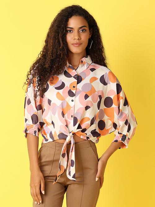 women printed collared puff sleeves shirt - 21705673 - Very Small Image - 1