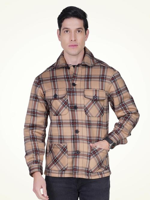 men long sleeves checkered shacket - 21706104 - Very Small Image - 1