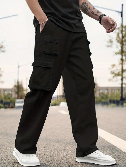 men mid rise solid cargo - 21706110 - Very Small Image - 1