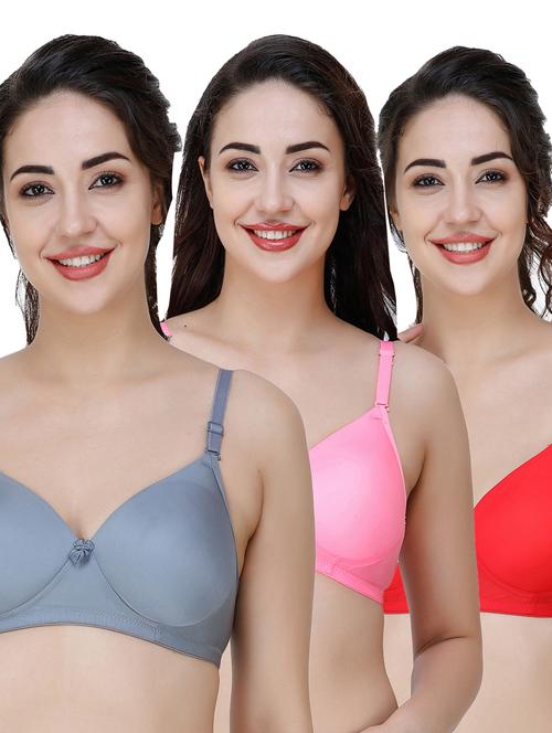 women pack of 3 solid t-shirt bra - 21706370 - Very Small Image - 1