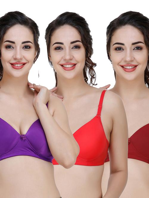 women pack of 3 solid t-shirt bra - 21706471 - Very Small Image - 1
