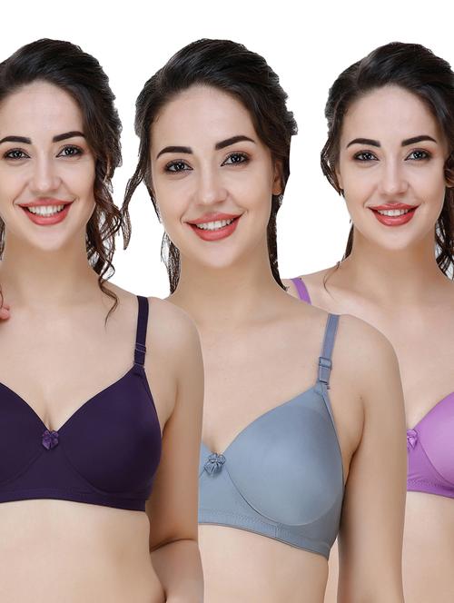women pack of 3 solid t-shirt bra - 21706493 - Very Small Image - 1