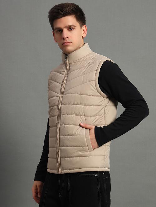 men sleeveless solid puffer jacket - 21706681 - Very Small Image - 1