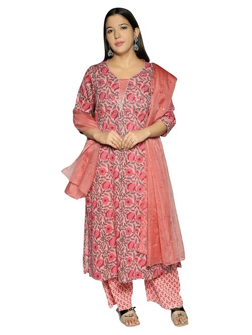 women floral printed kurta palazzo set with dupatta - 21707096 - Very Small Image - 1