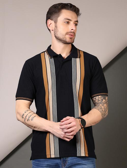 men short sleeves striped polo t-shirt - 21707382 - Very Small Image - 1
