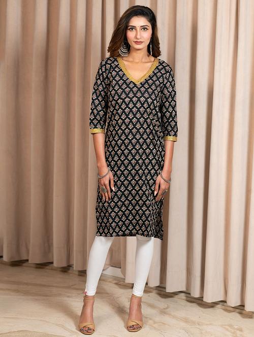 women printed three quarter sleeve straight kurta - 21707879 - Very Small Image - 1