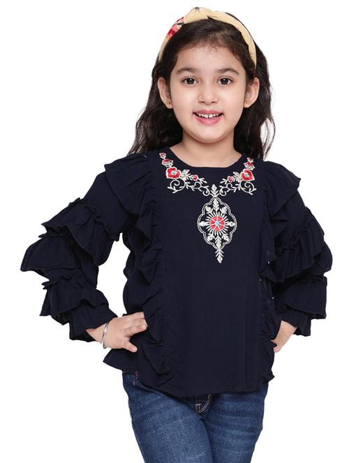 girls embroidered round neck top - 21707979 - Very Small Image - 1