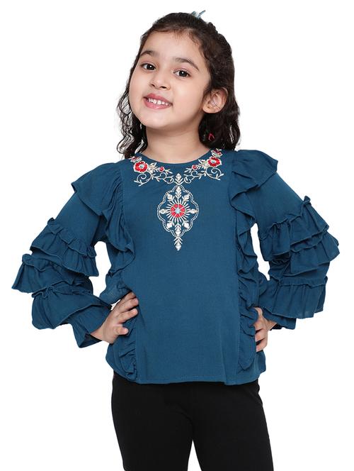 girls embroidered round neck top - 21707981 - Very Small Image - 1