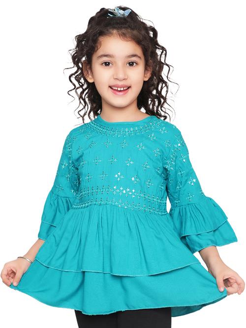 girls embroidered round neck top - 21707991 - Very Small Image - 1