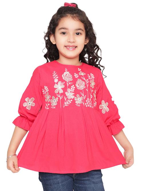 girls embroidered round neck top - 21708011 - Very Small Image - 1