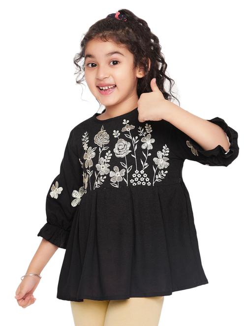 girls embroidered round neck top - 21708012 - Very Small Image - 1