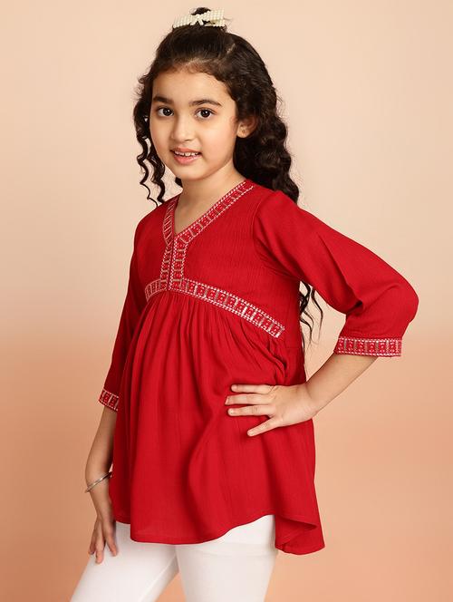 girls sequin work three quarter sleeve flared kurti - 21708035 - Very Small Image - 1