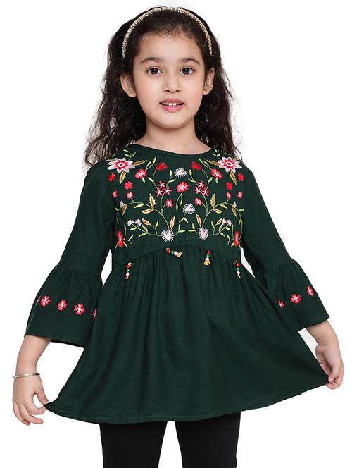 girls embroidered three quarter sleeve top - 21708056 - Very Small Image - 1