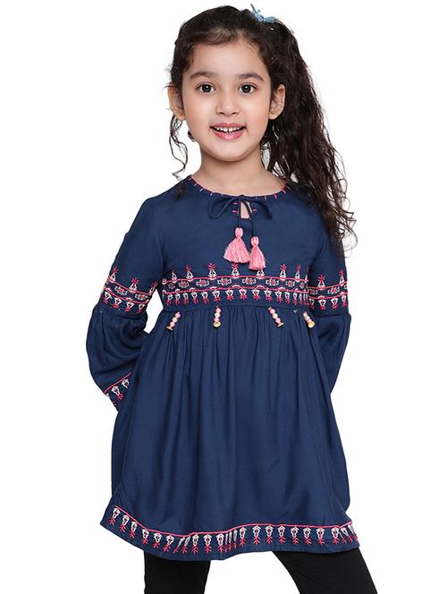girls embroidered three quarter sleeve top - 21708061 - Very Small Image - 1