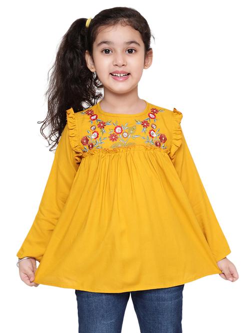 girls embroidered long sleeve flared kurti - 21708073 - Very Small Image - 1