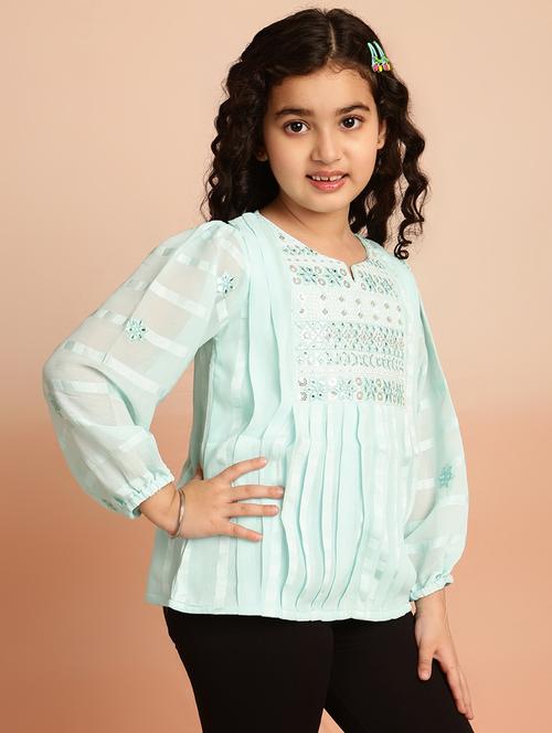 girls sequin embroidered notch neck top - 21708102 - Very Small Image - 1