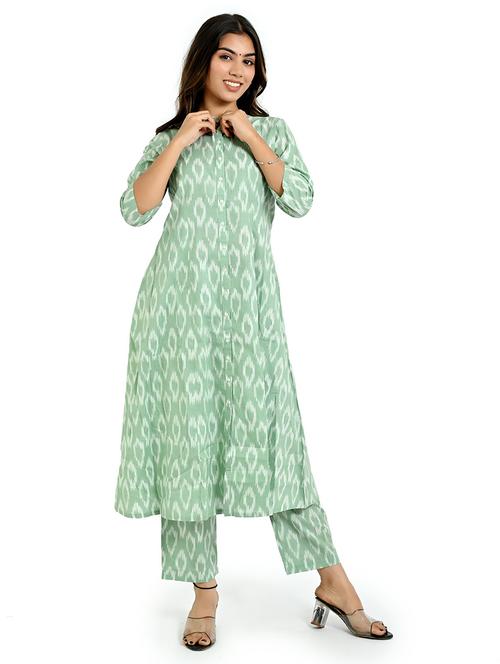 women ikat printed kurta palazzo set - 21708134 - Very Small Image - 1