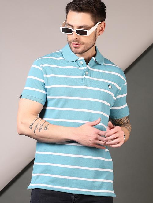 men striped short sleeve regular fit polo t-shirt - 21708370 - Very Small Image - 1