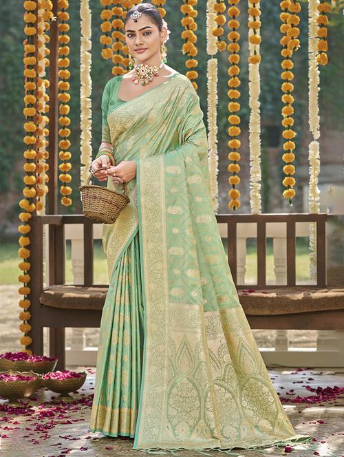 women self design banarasi saree with blouse - 21708821 - Very Small Image - 1