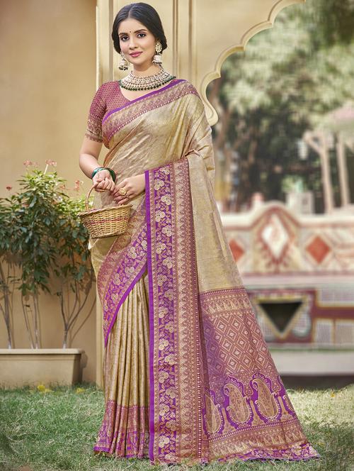 women self design banarasi saree with blouse - 21708848 - Very Small Image - 1