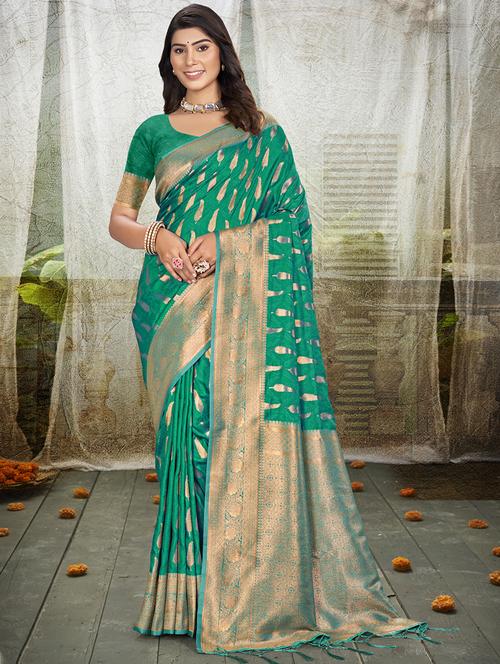 women self design banarasi saree with blouse - 21708873 - Very Small Image - 1