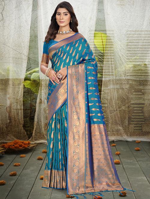 women self design banarasi saree with blouse - 21708876 - Very Small Image - 1