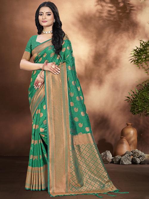 women self design banarasi saree with blouse - 21708879 - Very Small Image - 1
