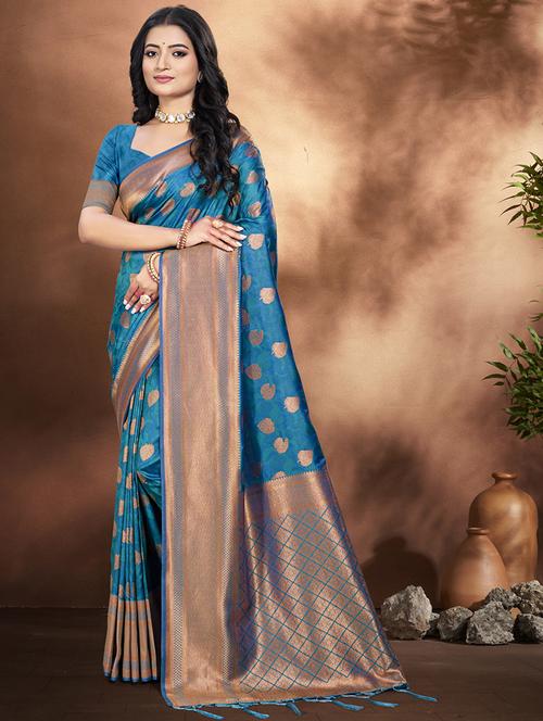 women self design banarasi saree with blouse - 21708880 - Very Small Image - 1