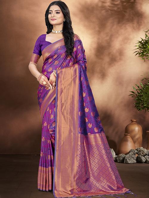 women self design banarasi saree with blouse - 21708881 - Very Small Image - 1