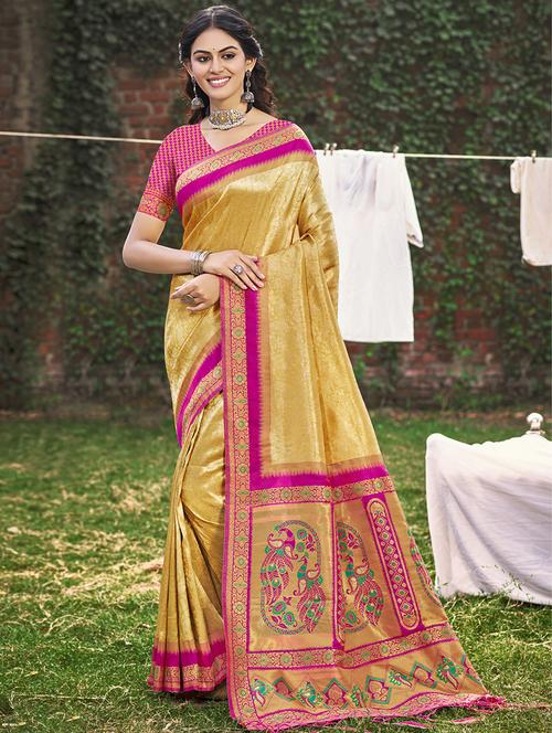 women self design banarasi saree with blouse - 21708955 - Very Small Image - 1
