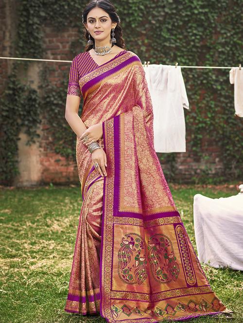 women self design banarasi saree with blouse - 21708960 - Very Small Image - 1
