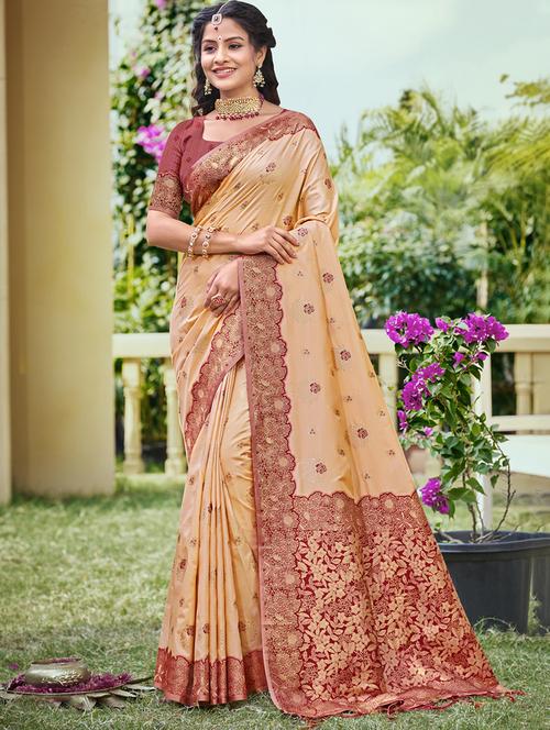 women self design banarasi saree with blouse - 21708972 - Very Small Image - 1