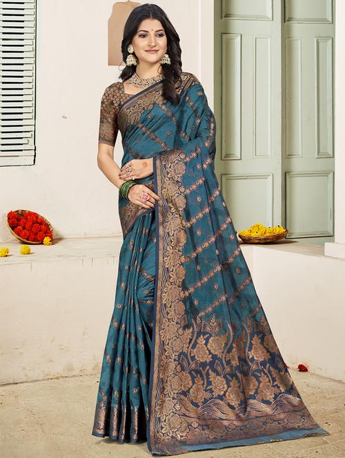 women self design banarasi saree with blouse - 21708994 - Very Small Image - 1