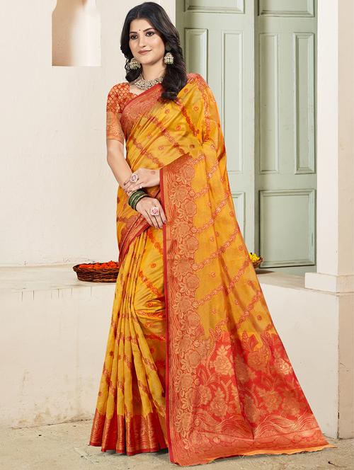women self design banarasi saree with blouse - 21708995 - Very Small Image - 1