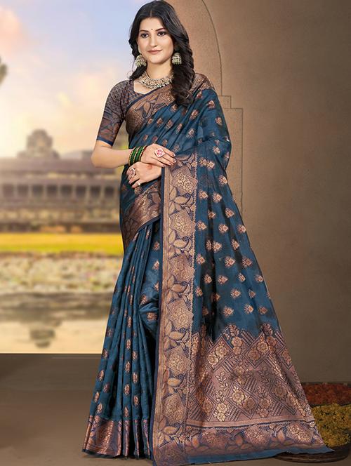 women self design banarasi saree with blouse - 21709000 - Very Small Image - 1