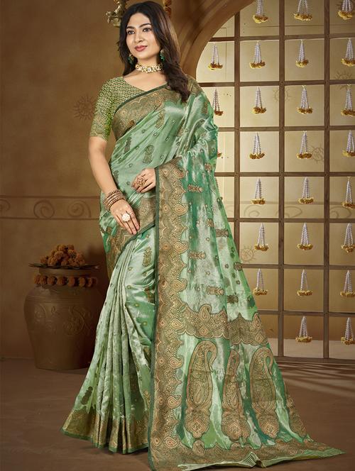 women self design banarasi saree with blouse - 21709011 - Very Small Image - 1