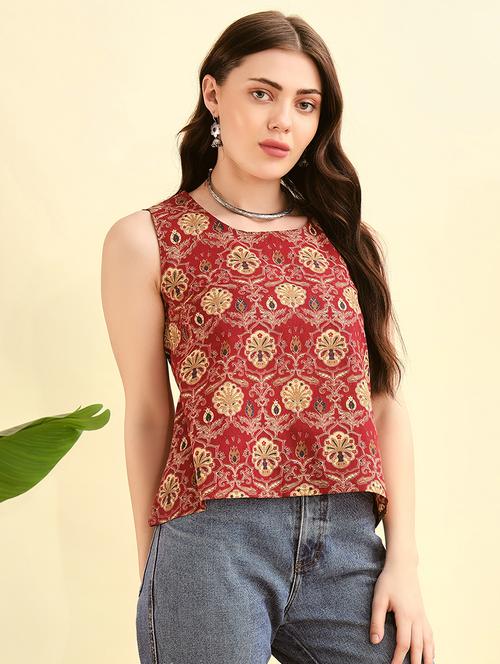 women floral printed round neck regular top - 21709137 - Very Small Image - 1