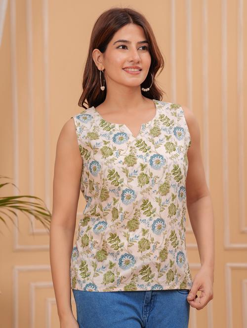 women floral printed notch neck regular top - 21709138 - Very Small Image - 1