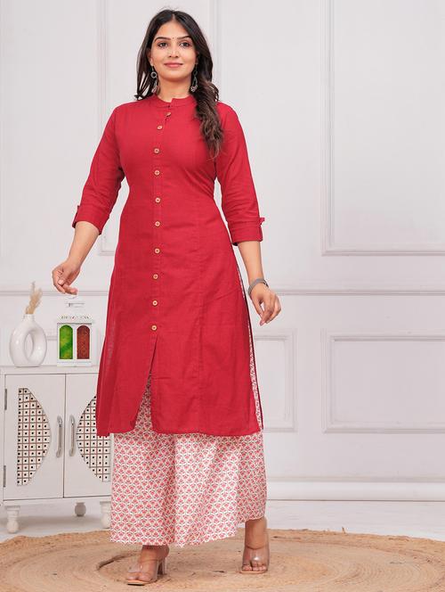 women solid three quarter sleeve a-line kurta - 21709160 - Very Small Image - 1