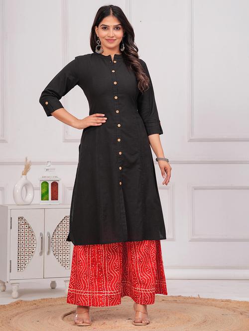 women solid three quarter sleeve a-line kurta - 21709163 - Very Small Image - 1