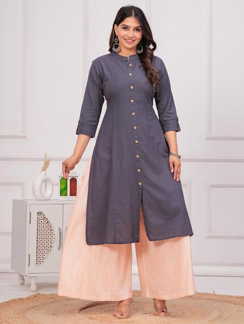 women solid three quarter sleeve a-line kurta - 21709165 - Very Small Image - 1