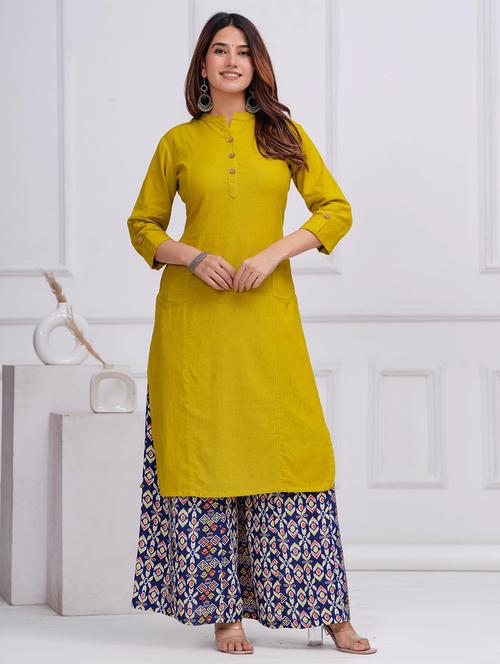 women solid three quarter sleeve straight kurta - 21709177 - Very Small Image - 1