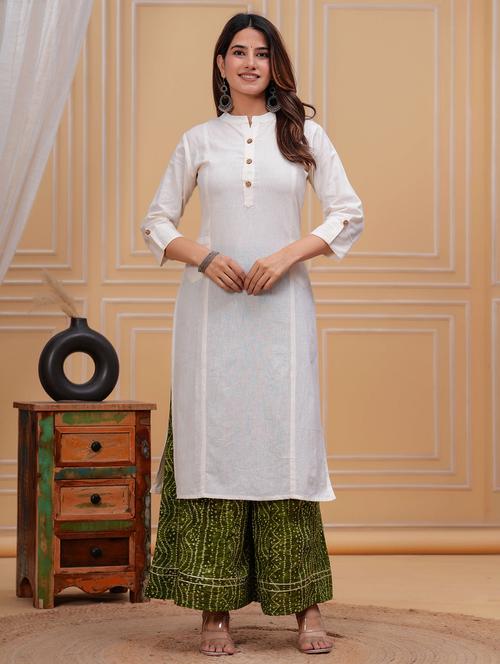 women solid three quarter sleeve straight kurta - 21709179 - Very Small Image - 1