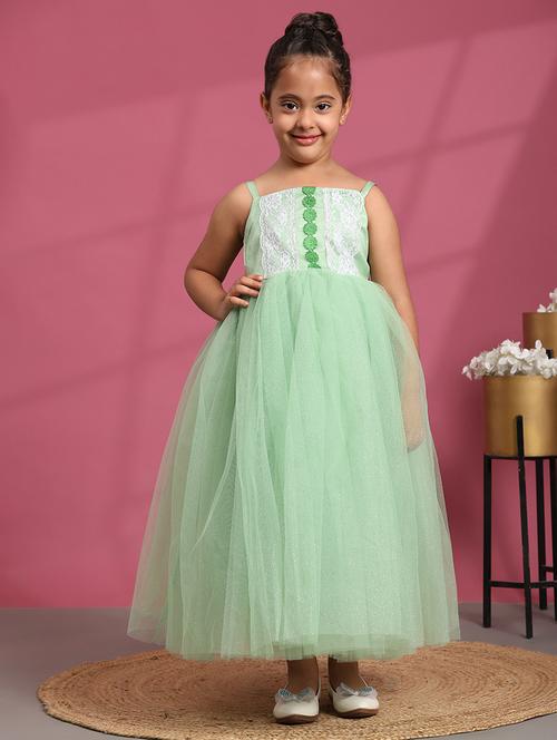 girls lace deatiled shoulder strap frock - 21709295 - Very Small Image - 1