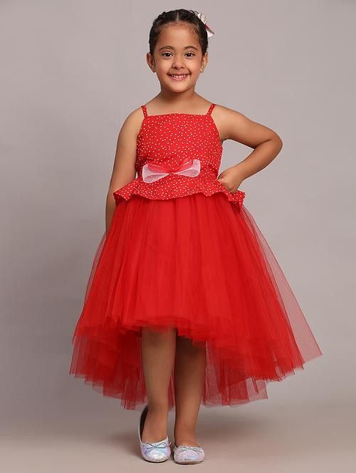 girls printed sleeveless high low frock - 21709309 - Very Small Image - 1