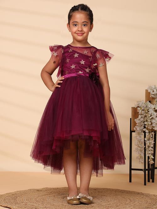girls embellished round neck high low frock - 21709342 - Very Small Image - 1