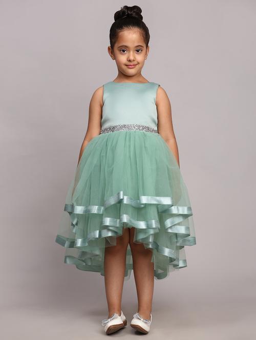 girls solid sleeveless high low frock - 21709354 - Very Small Image - 1