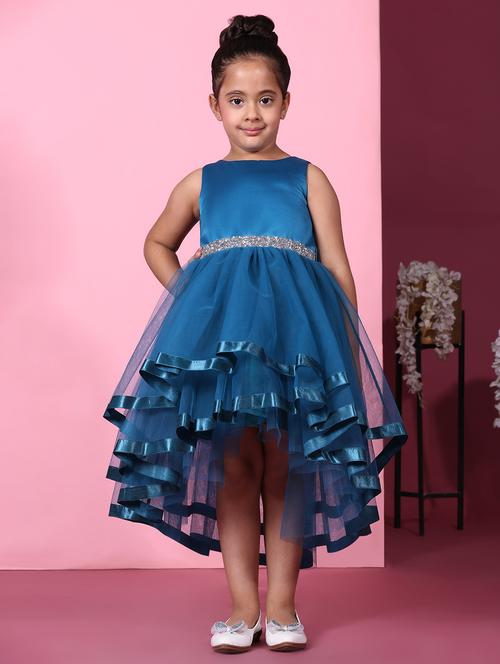 girls solid sleeveless high low frock - 21709358 - Very Small Image - 1