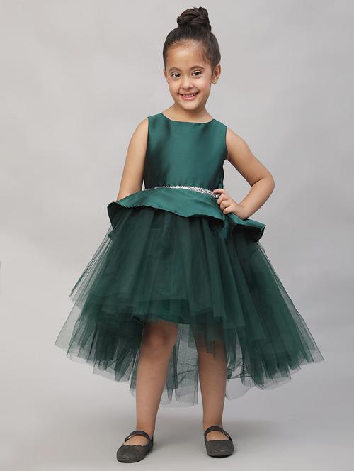girls solid sleeveless high low frock - 21709362 - Very Small Image - 1