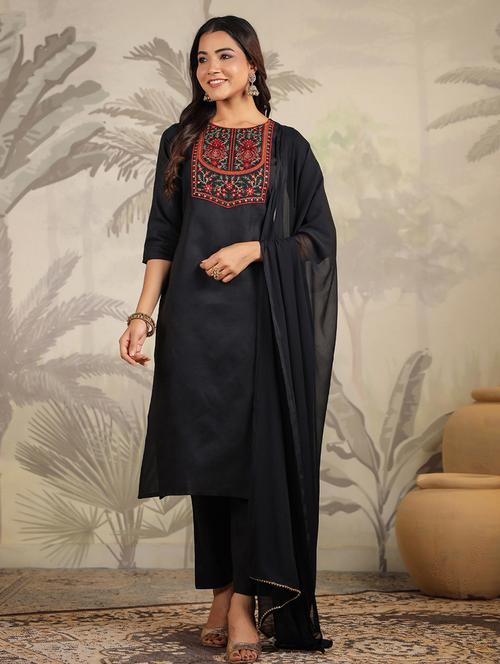 women three quarter sleeve kurta pant with dupatta set - 21709508 - Very Small Image - 1